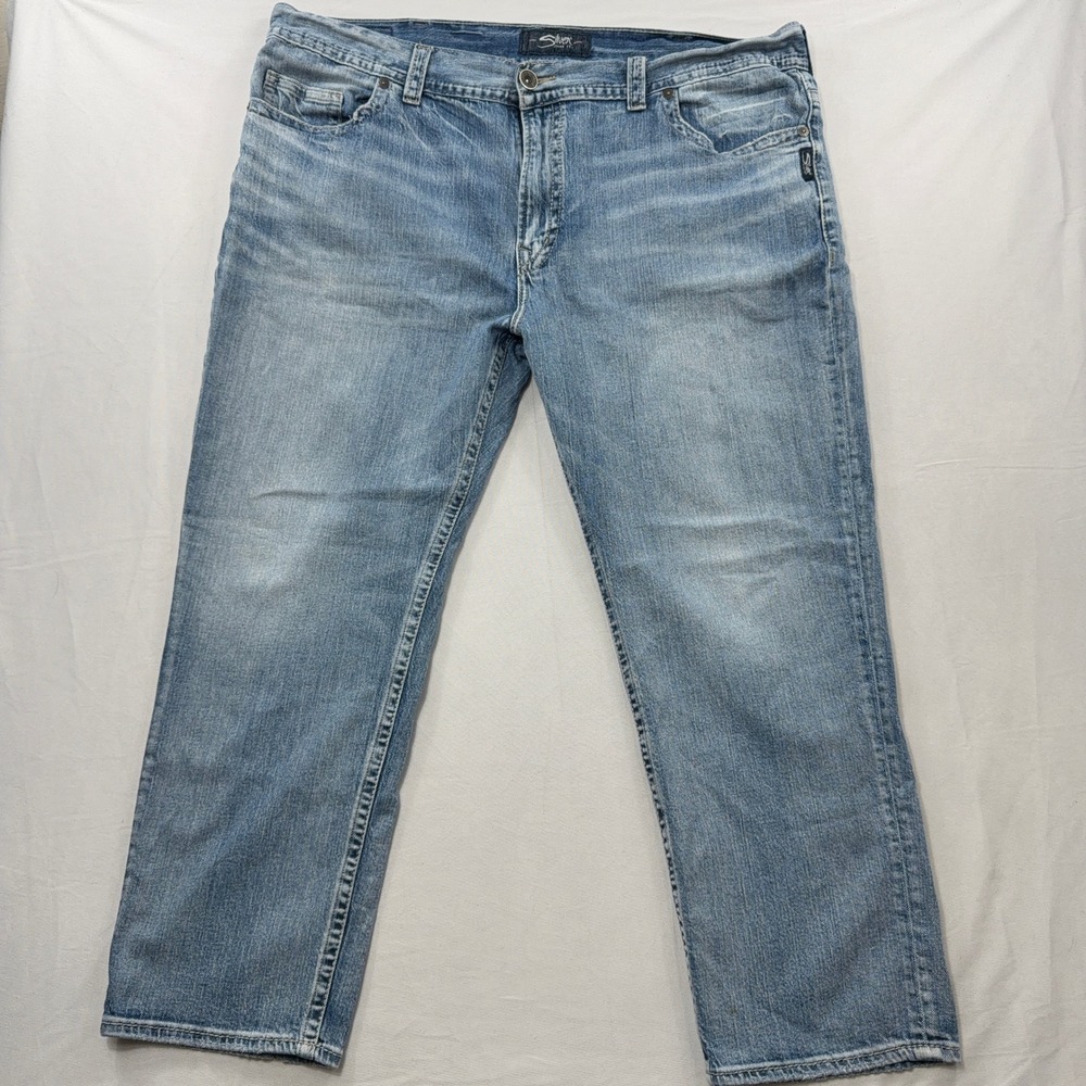 Silver Jeans Co. Jeans Eddie Relaxed Straight Light Wash Blue Mens 46x30